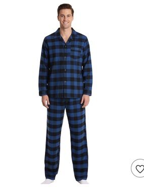 NWT Men's Follow Me Blue and Black Buffalo Plaid Pajama Set Size XXL